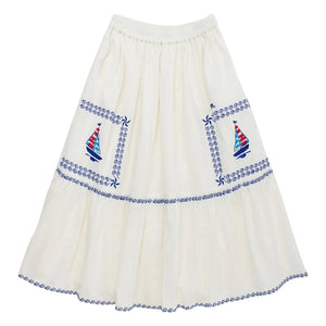 Maison Mangostan - Falda Bordada Voiles | Blanco