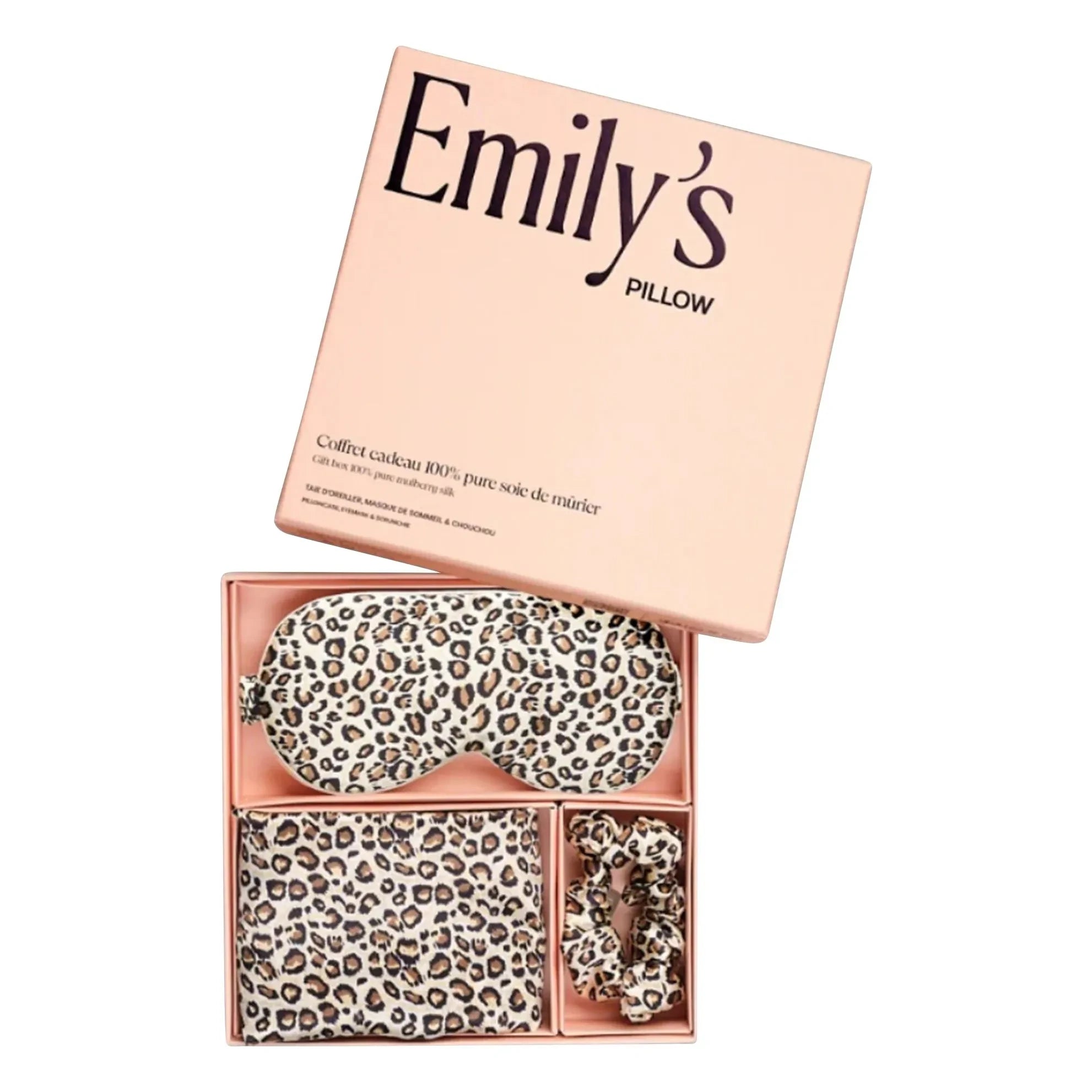 Emily's Pillow - Set de Dormir de Seda de Morera Estampado de Leopardo