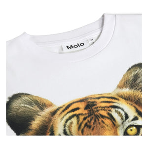Molo - Camiseta de algodón orgánico Rollo Tigre | Blanca