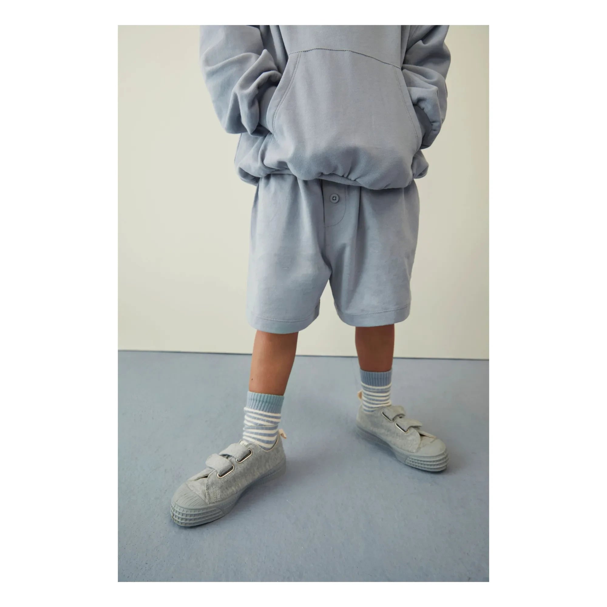 Gray Label - Pantalón corto orgánico con botones de algodón | Azul hielo