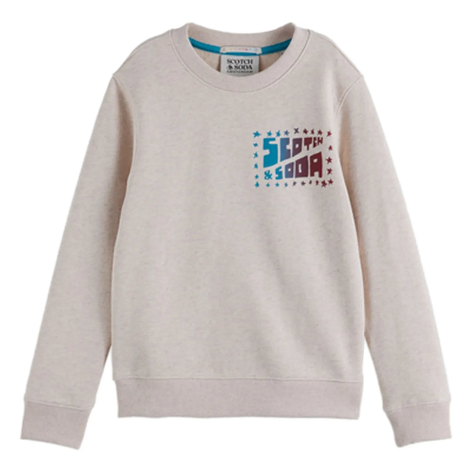 Scotch & Soda - Sudadera con logotipo y estampado de algodón orgánico | Blanco jaspeado