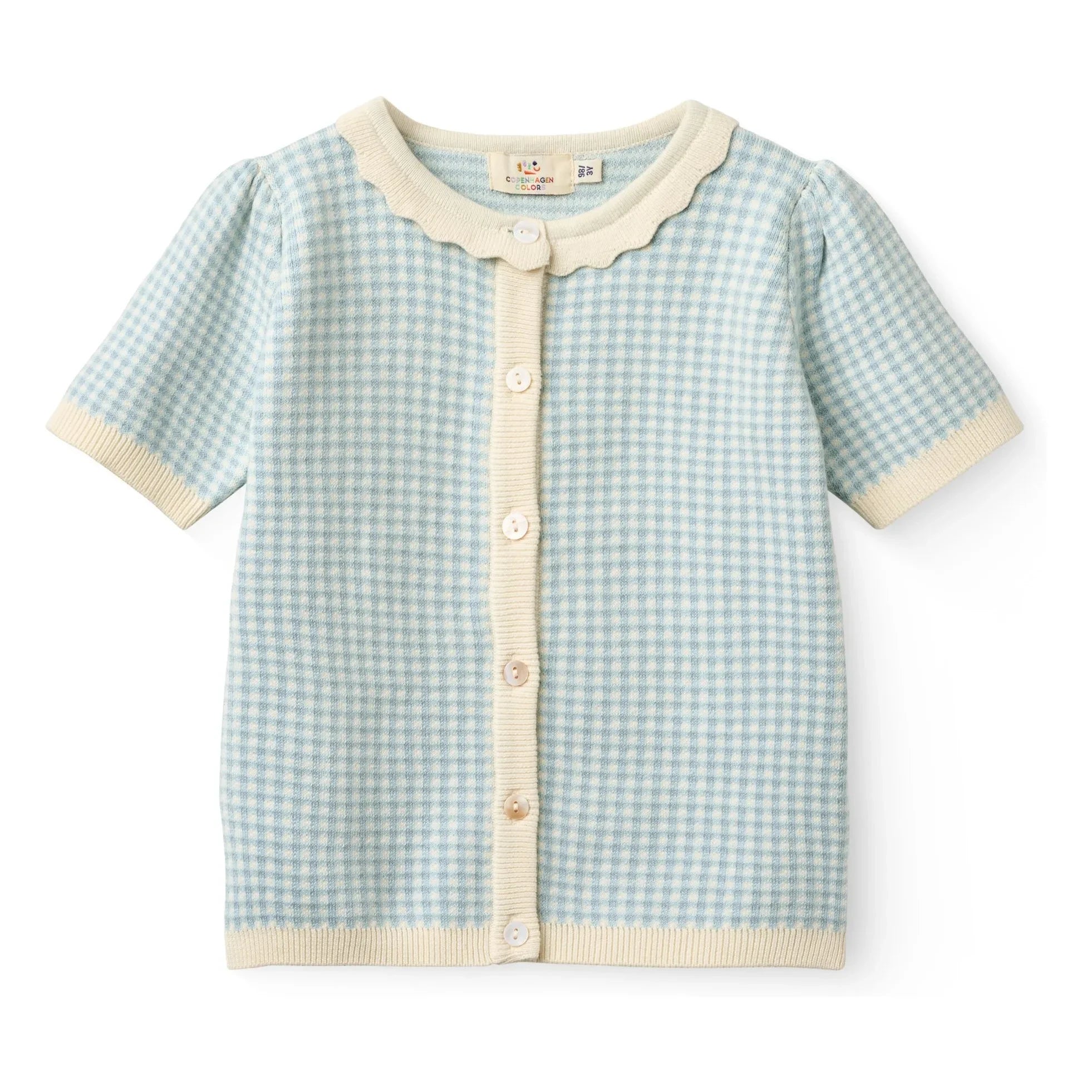 Copenhagen Colors - Cárdigan de manga corta de algodón orgánico jacquard | Azul claro