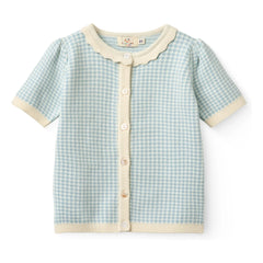 Copenhagen Colors - Cárdigan de manga corta de algodón orgánico jacquard | Azul claro