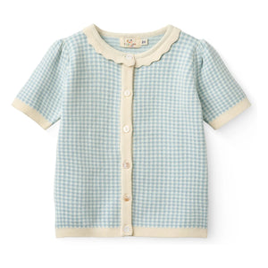 Copenhagen Colors - Cárdigan de manga corta de algodón orgánico jacquard | Azul claro