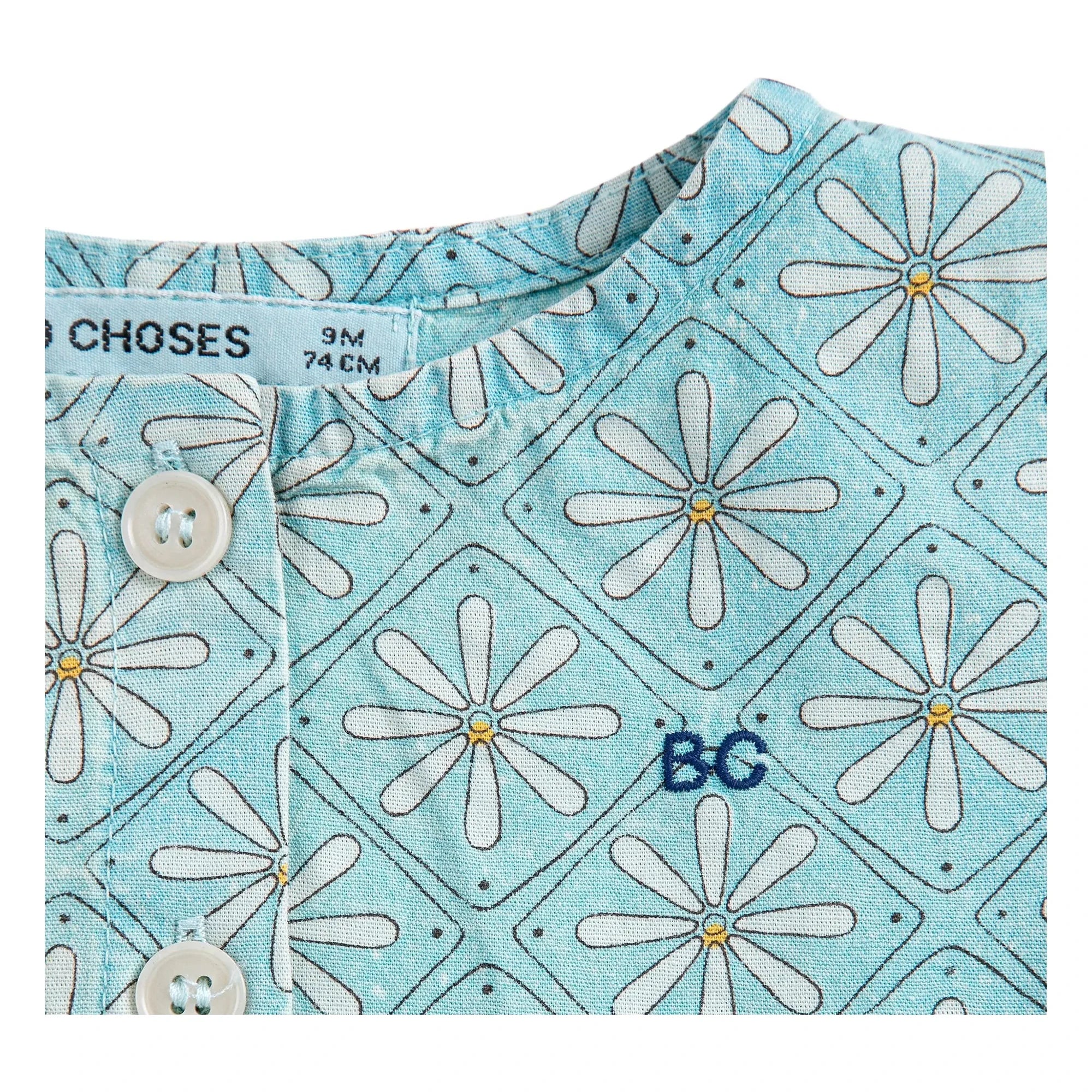 Bobo Choses - Vestido de Bebé con Margarita de Algodón Orgánico | Azul Claro
