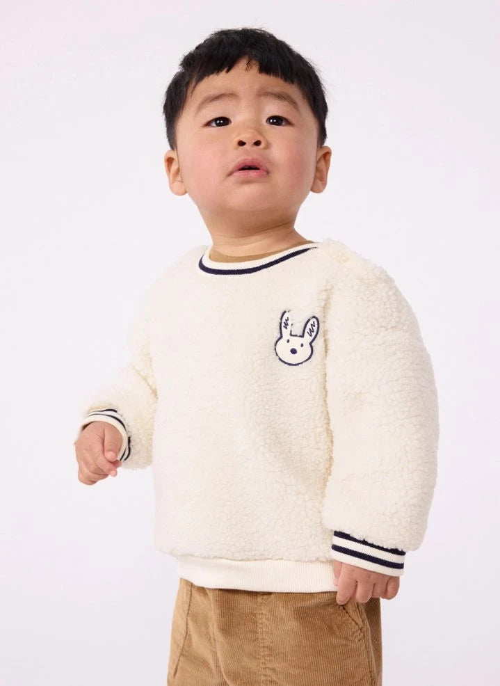 Petit Bateau - Tavşan Sherpa Kazak | Ecru