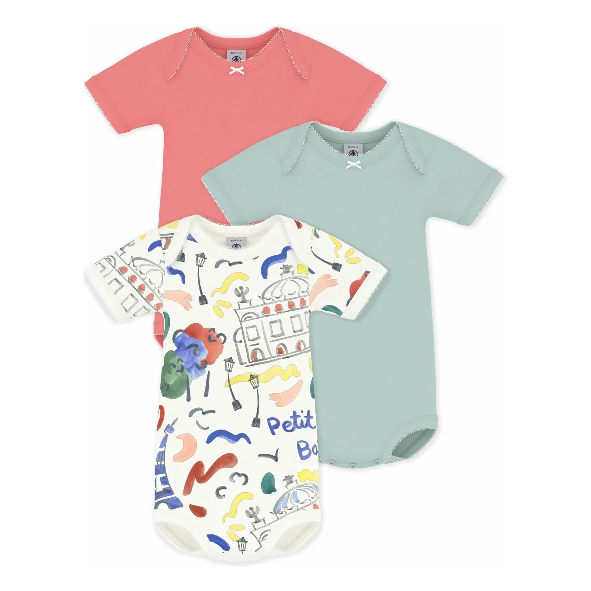 Petit Bateau - Conjunto de 3 Bodies Opéra | Coral