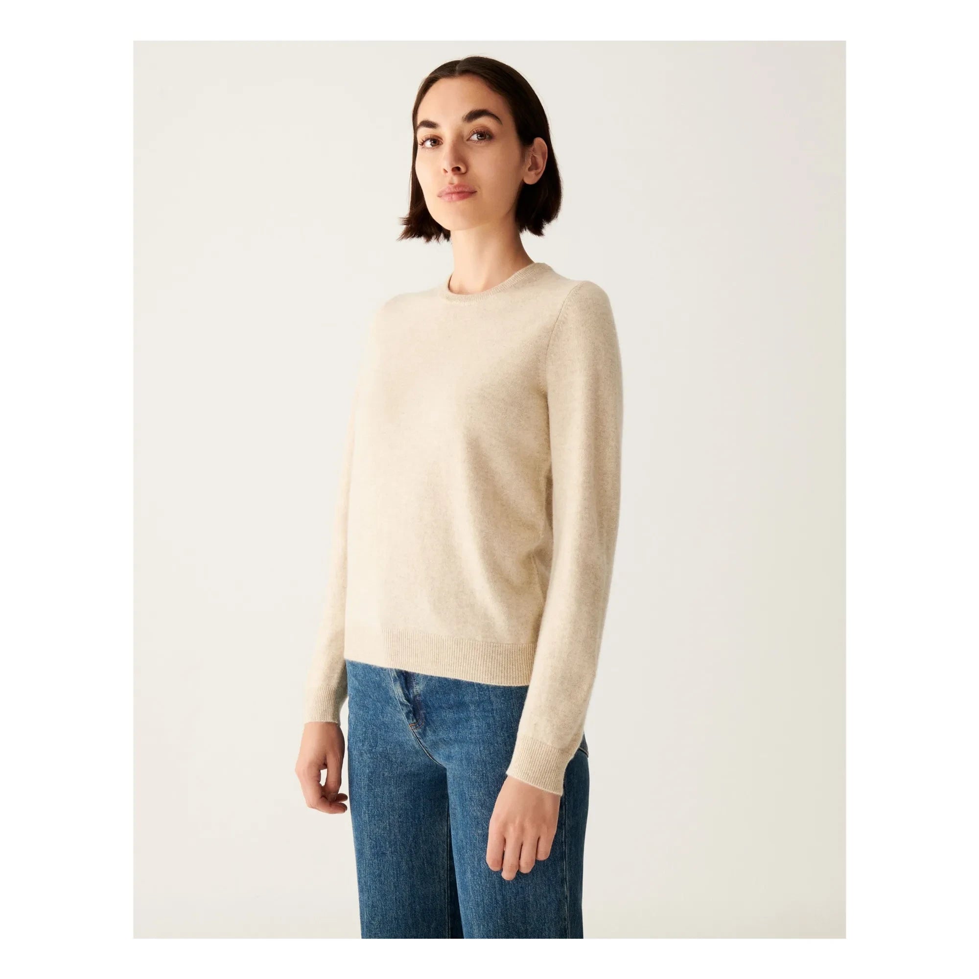 Bompard - Jersey de cachemir clásico con cuello redondo | Natural