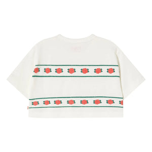 Tinycottons - Camiseta corta de algodón orgánico con rosas | Blanco