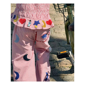 SISSEL EDELBO - Pantalón Saxo a Rayas - Colección Infantil | Rojo