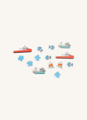 Moulin Roty - Juego Magnético de Barcos de Guerra - Hoy es Miércoles