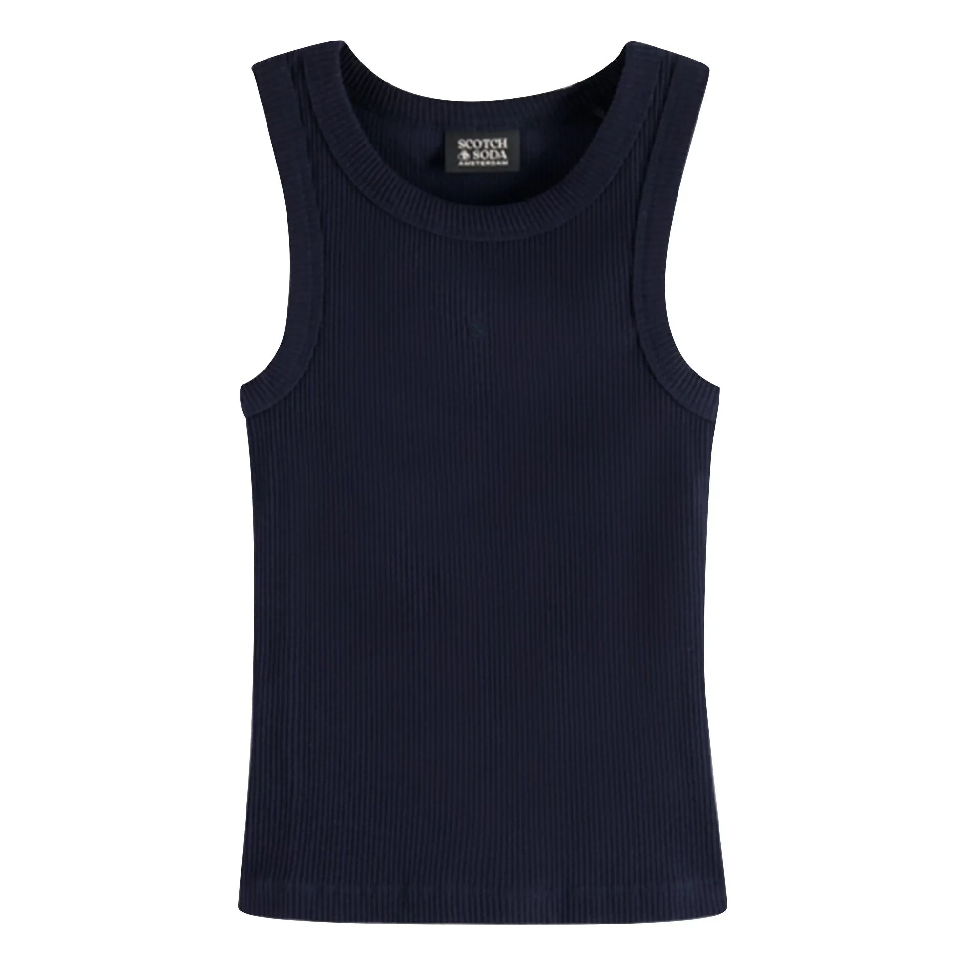 Scotch & Soda - Camiseta sin mangas de algodón orgánico acanalado | Azul marino