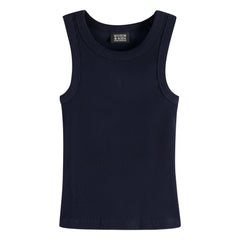 Scotch & Soda - Camiseta sin mangas de algodón orgánico acanalado | Azul marino
