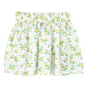 Piupiuchick - Falda corta de algodón orgánico con estampado floral | Blanco