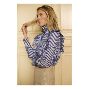 Maria de la Orden - Blusa de rayas de algodón Mizou | Azul