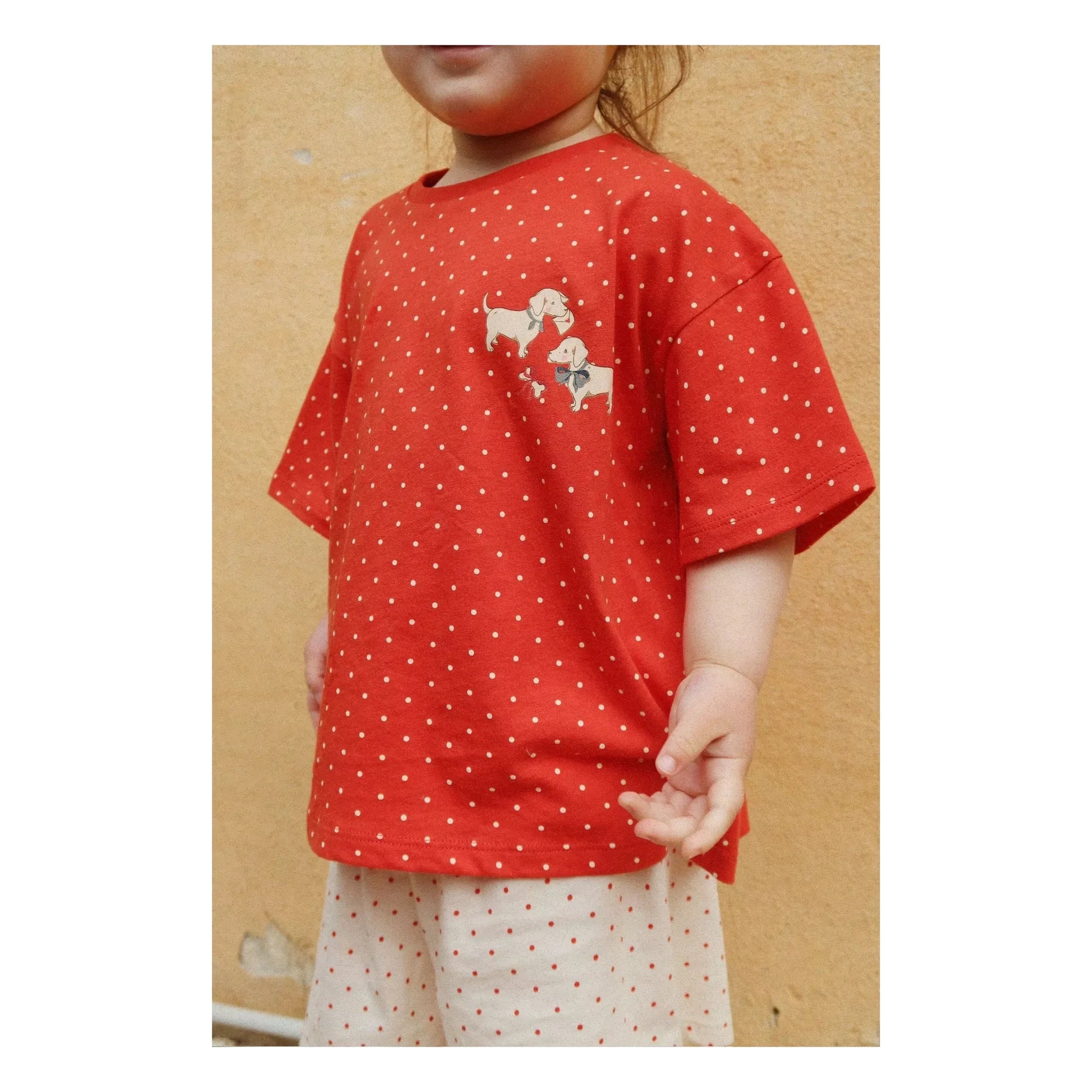 Konges Sløjd - Conjunto de camiseta y pantalón corto Famo Pois de algodón orgánico | Rojo