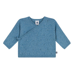 Petit Bateau - Cárdigan cruzado de lana punto inglés | Azul claro