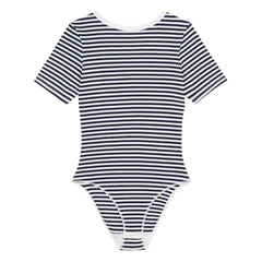 Petit Bateau - Body de algodón orgánico acanalado a rayas | Azul marino