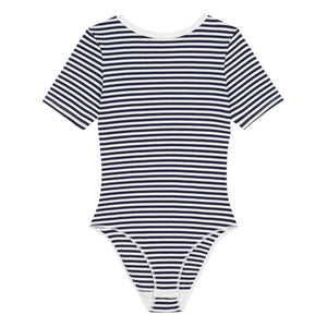 Petit Bateau - Body de algodón orgánico acanalado a rayas | Azul marino