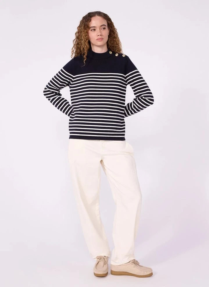 Petit Bateau - Suéter de Lana Rayado | Azul Marino