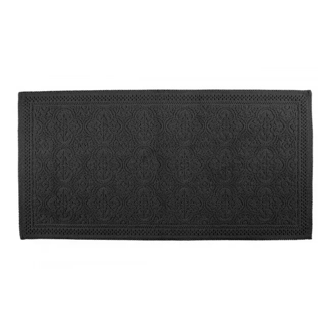 Haomy - Alfombra de baño de algodón con relieve 55x110cm | Negro