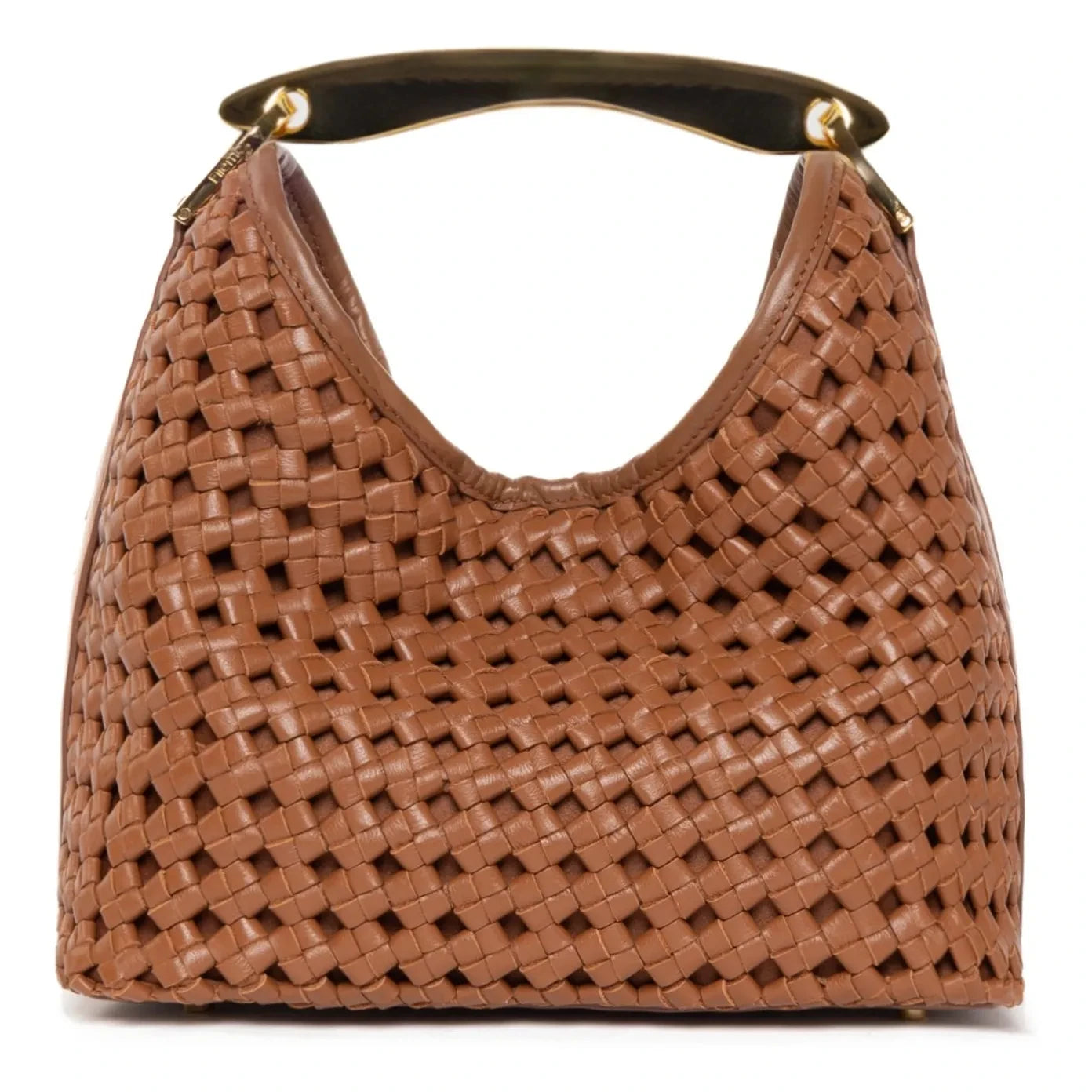 Elleme - Bolso de Piel Pequeño Boomerang Trenzado | Coñac