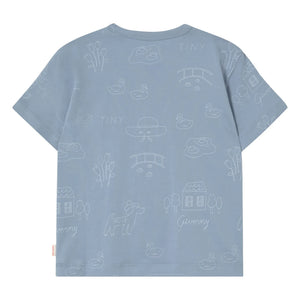 Tinycottons - Camiseta cisnes pequeños algodón orgánico | Azul grisáceo