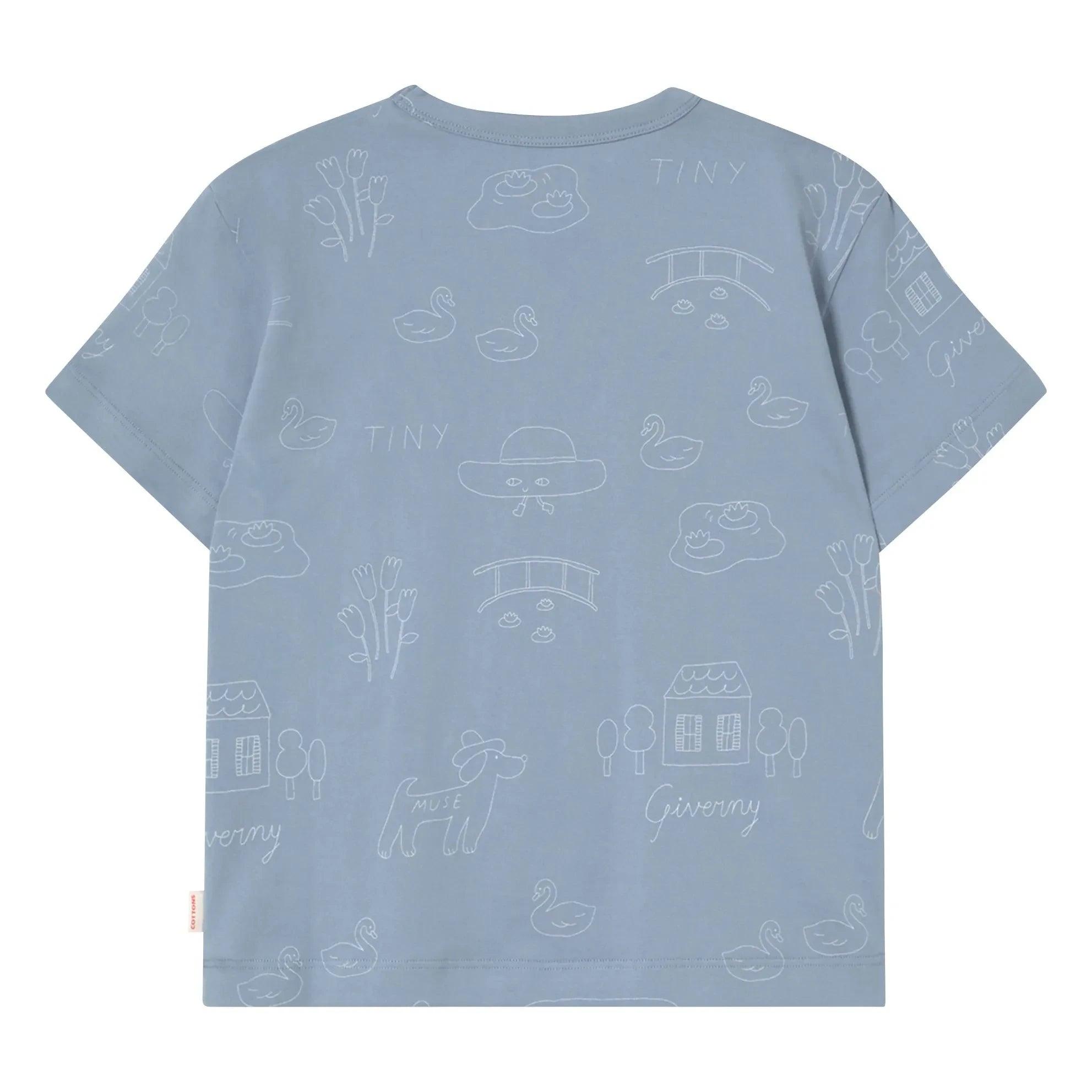 Tinycottons - Camiseta cisnes pequeños algodón orgánico | Azul grisáceo