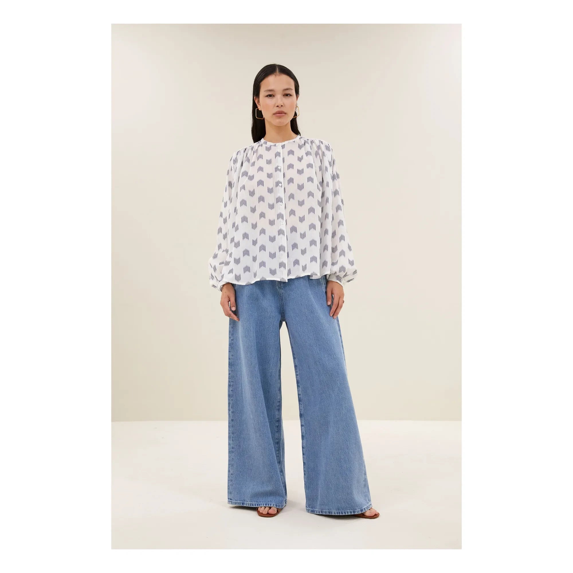 By Bar - Nyka Oase Blusa de algodón | Azul