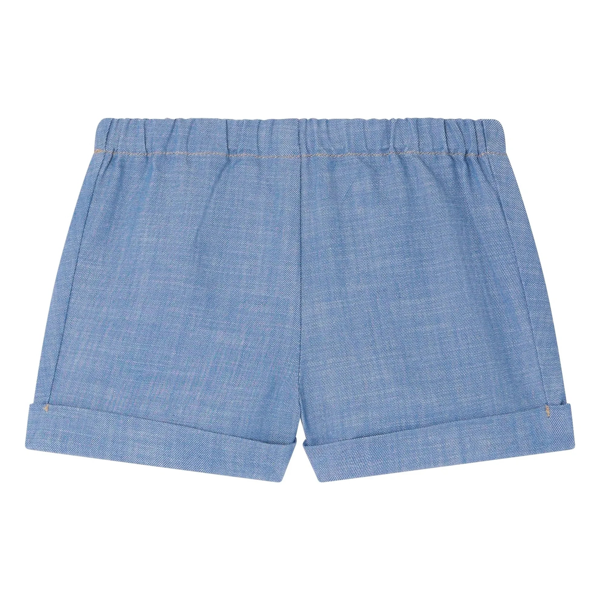 Bonpoint - Shorts de algodón orgánico Ecady Chambray | Azul