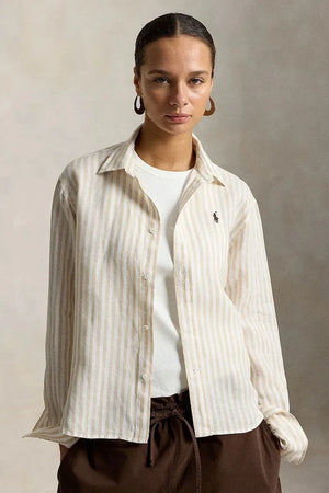 Polo Ralph Lauren Camisa de lino para mujer LINEN-LSL-BFS