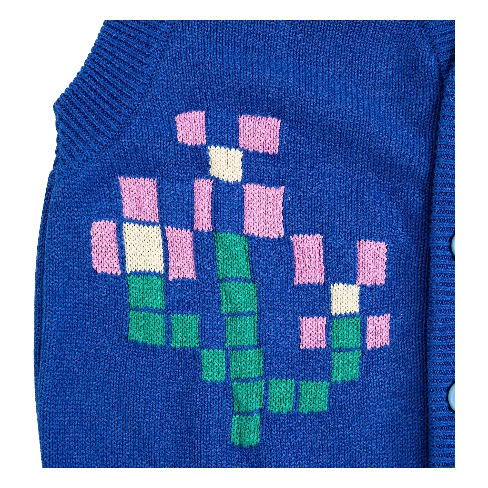 Bobo Choses - Cárdigan de algodón orgánico Pixel Flower | Azul