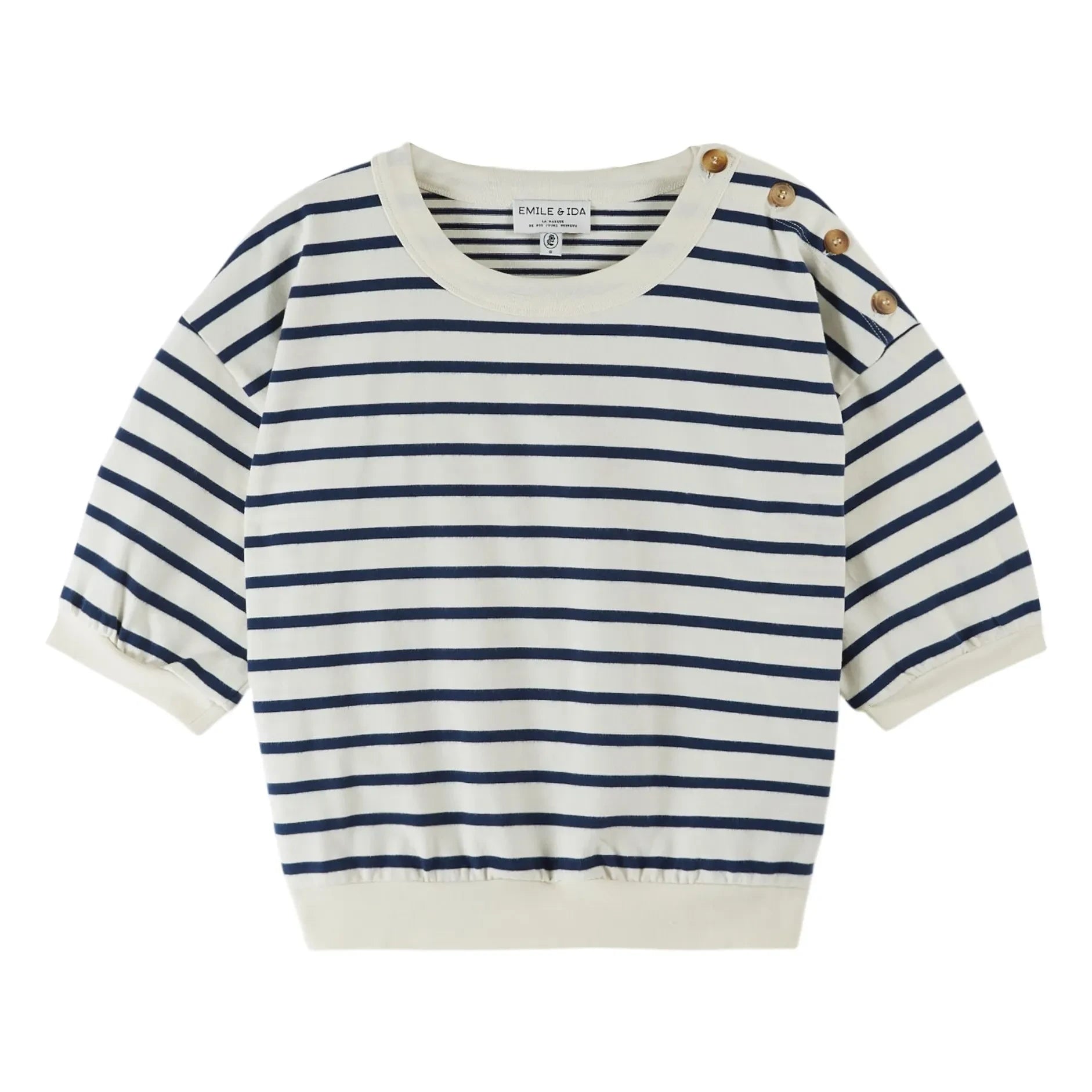 Emile et Ida - Sudadera de algodón orgánico a rayas marineras | Azul marino