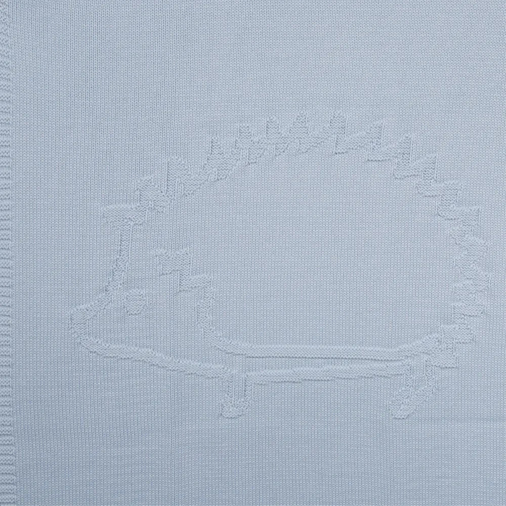 Tartine et Chocolat - Manta 75x100 cm de lana y acrílico con motivo de puercoespín | Azul claro