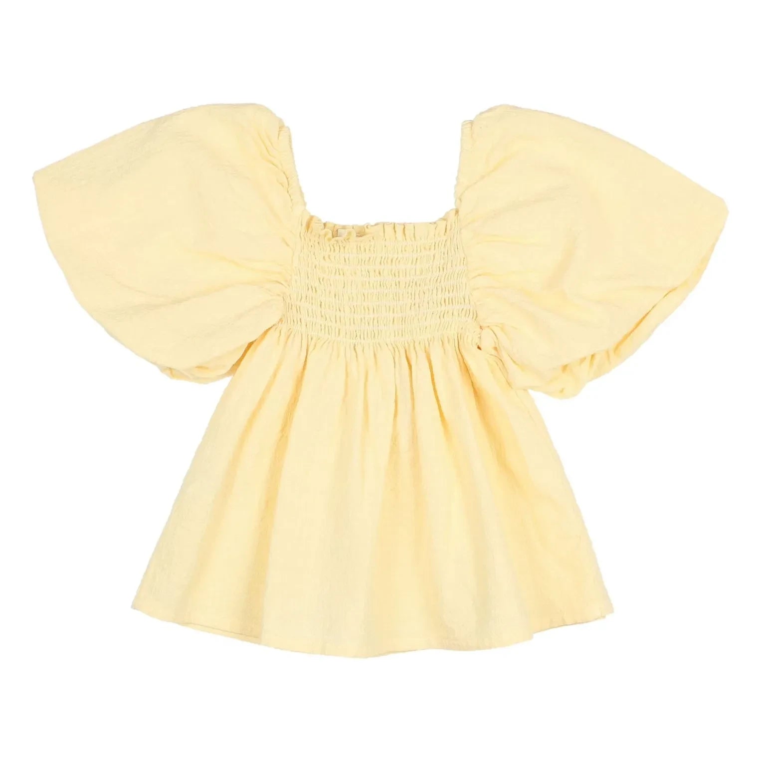 Búho - Blusa de manga abullonada de algodón orgánico | Amarillo