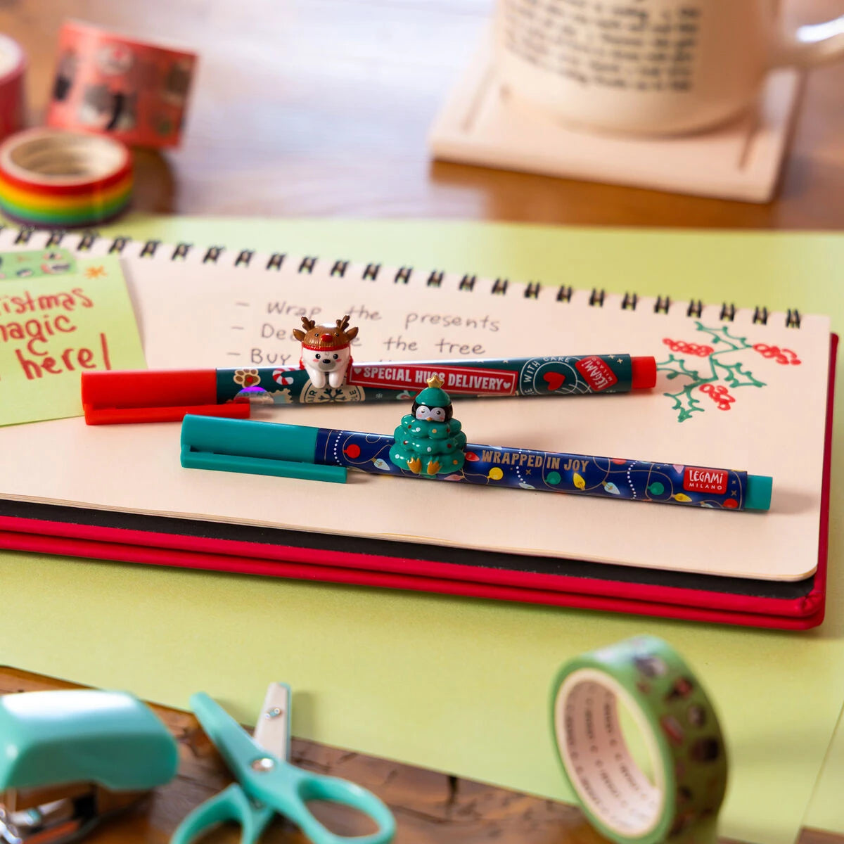 Legami - Set de 2 Bolígrafos con Adornos de Animales - Jingle All Way