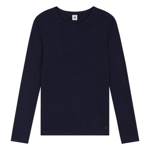 Petit Bateau - Camiseta icónica de manga larga - Colección de mujer | Azul marino