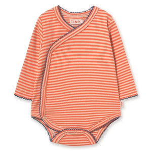Tinycottons - Body cruzado de algodón orgánico acanalado a rayas | Rojo