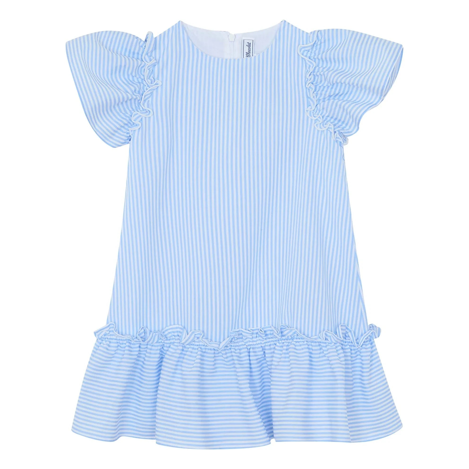 Tartine et Chocolat - Vestido de rayas con volantes | Azul