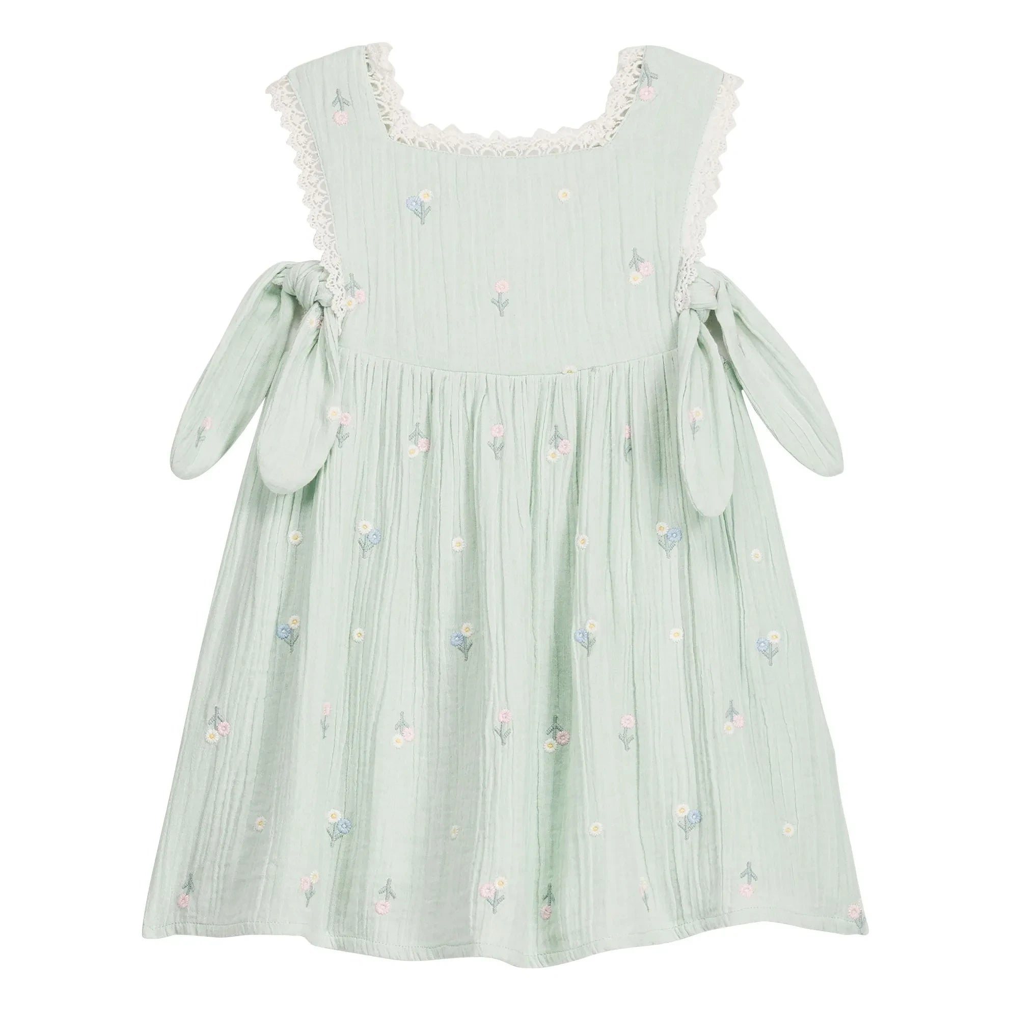 Louise Misha - Vestido de babero Aloisa Fleurie Pilili | Verde almendra