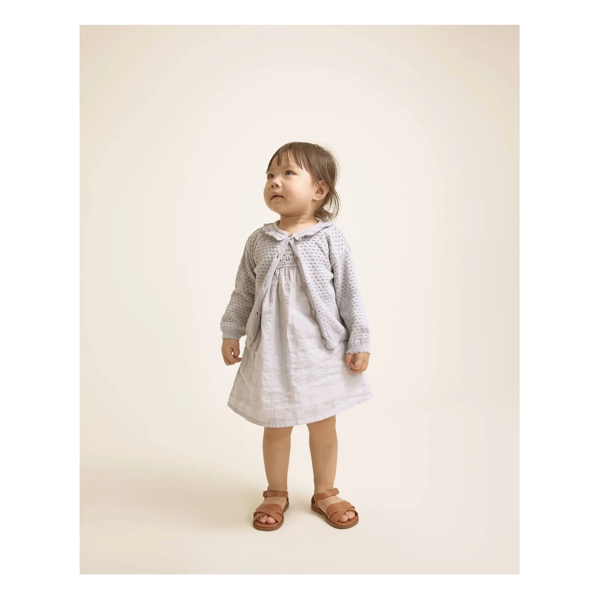 Búho - Cárdigan Pointelle Boho de Algodón Orgánico | Azul claro