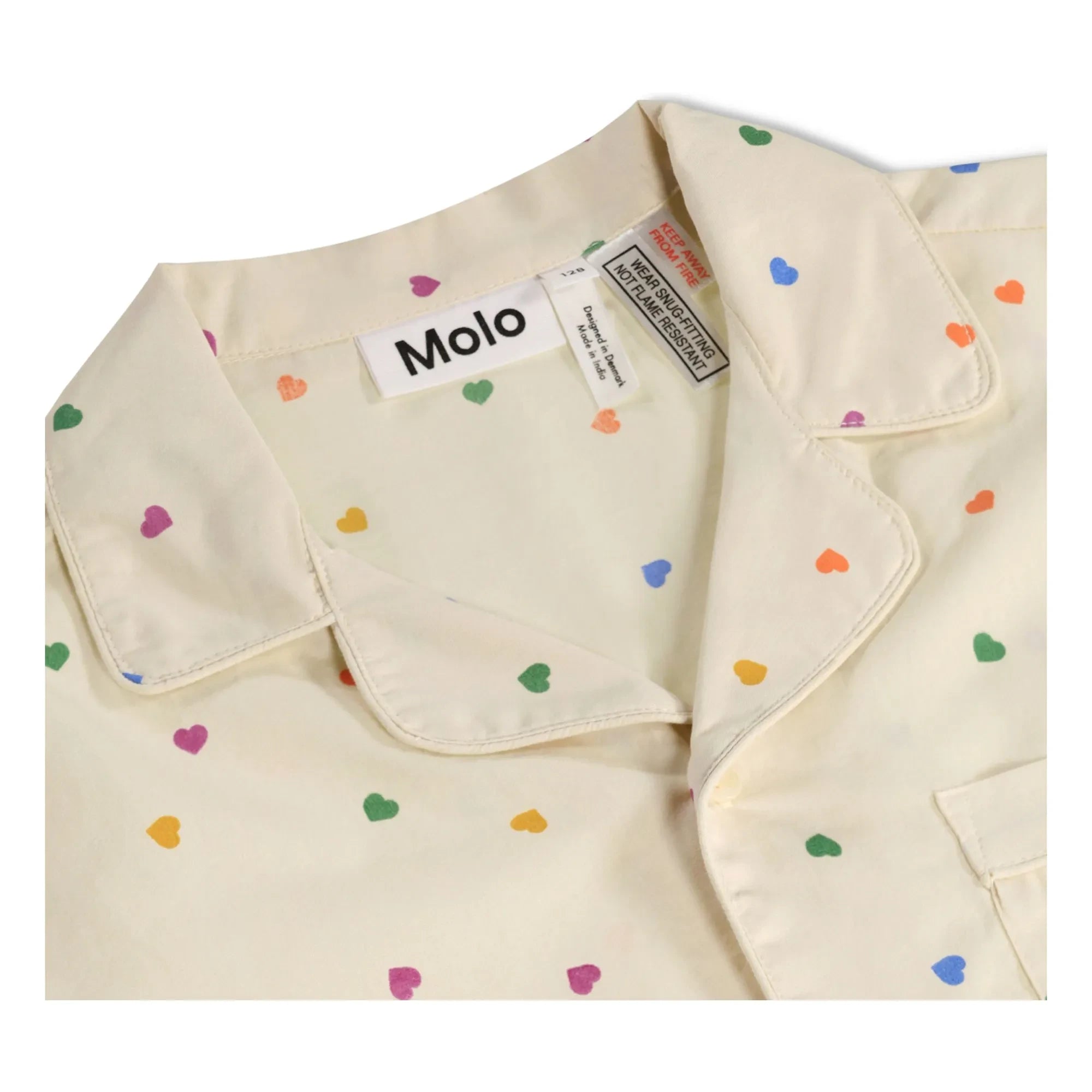 Molo - Pijama Corto de Algodón Orgánico Lexi Hearts | Crudo