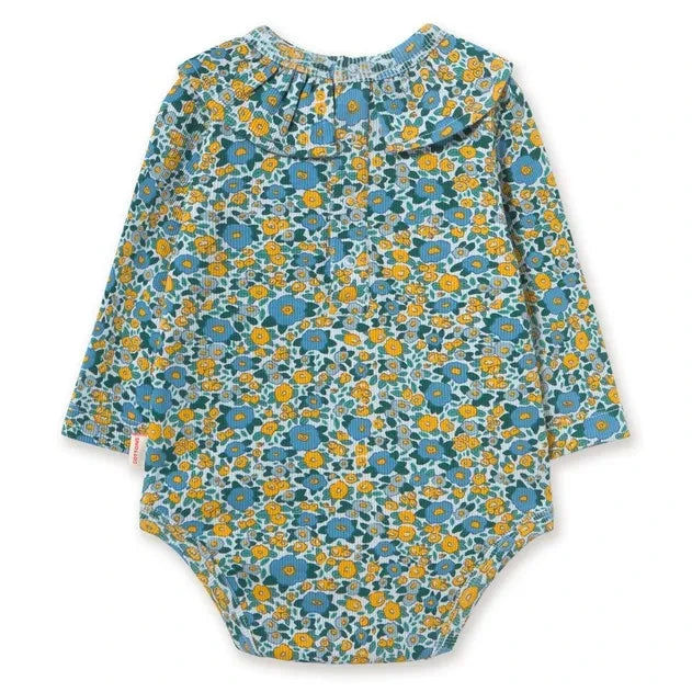 Tinycottons - Body de algodón orgánico acanalado con estampado floral | Azul