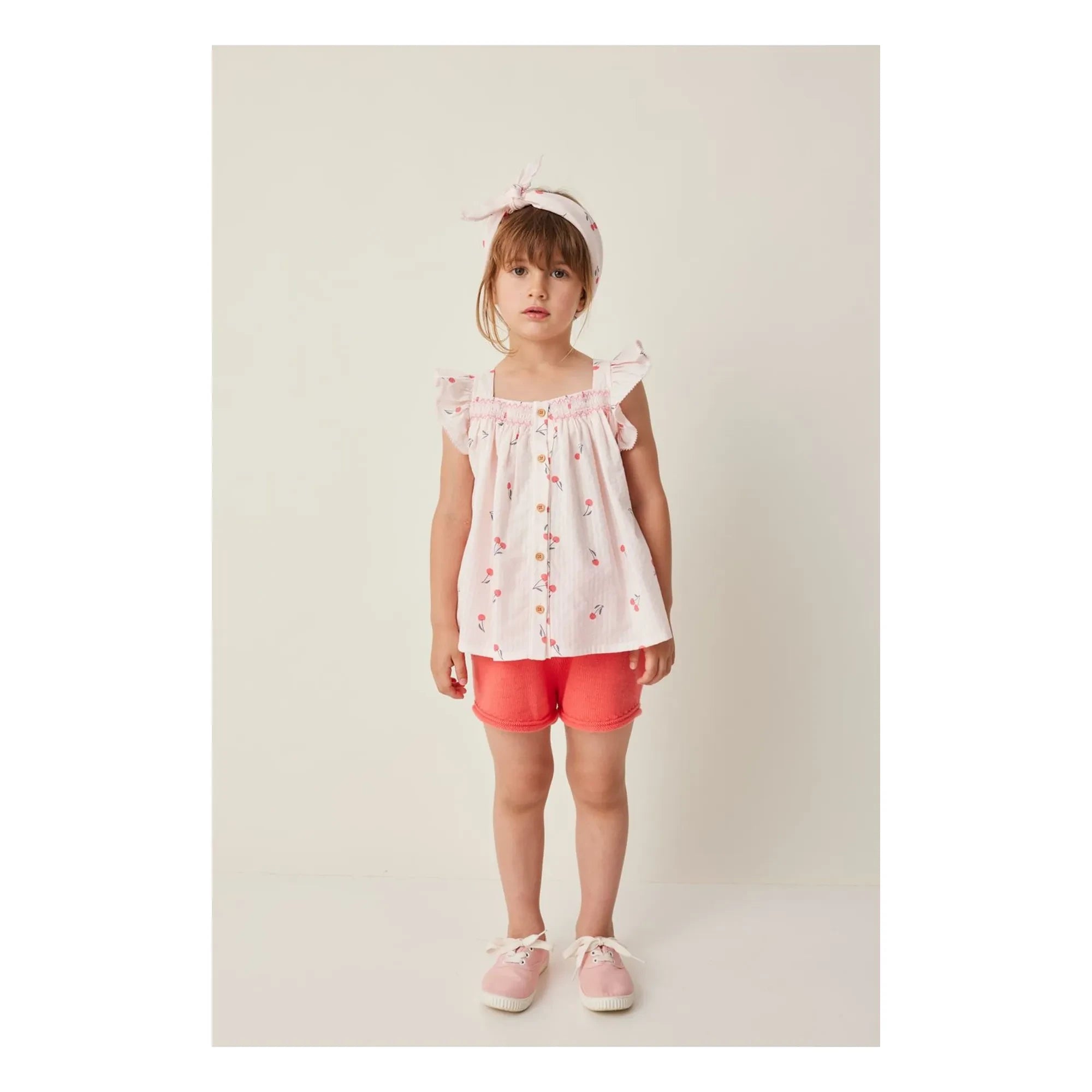 Tocoto Vintage - Blusa de volantes con estampado de cerezas | Rosa claro