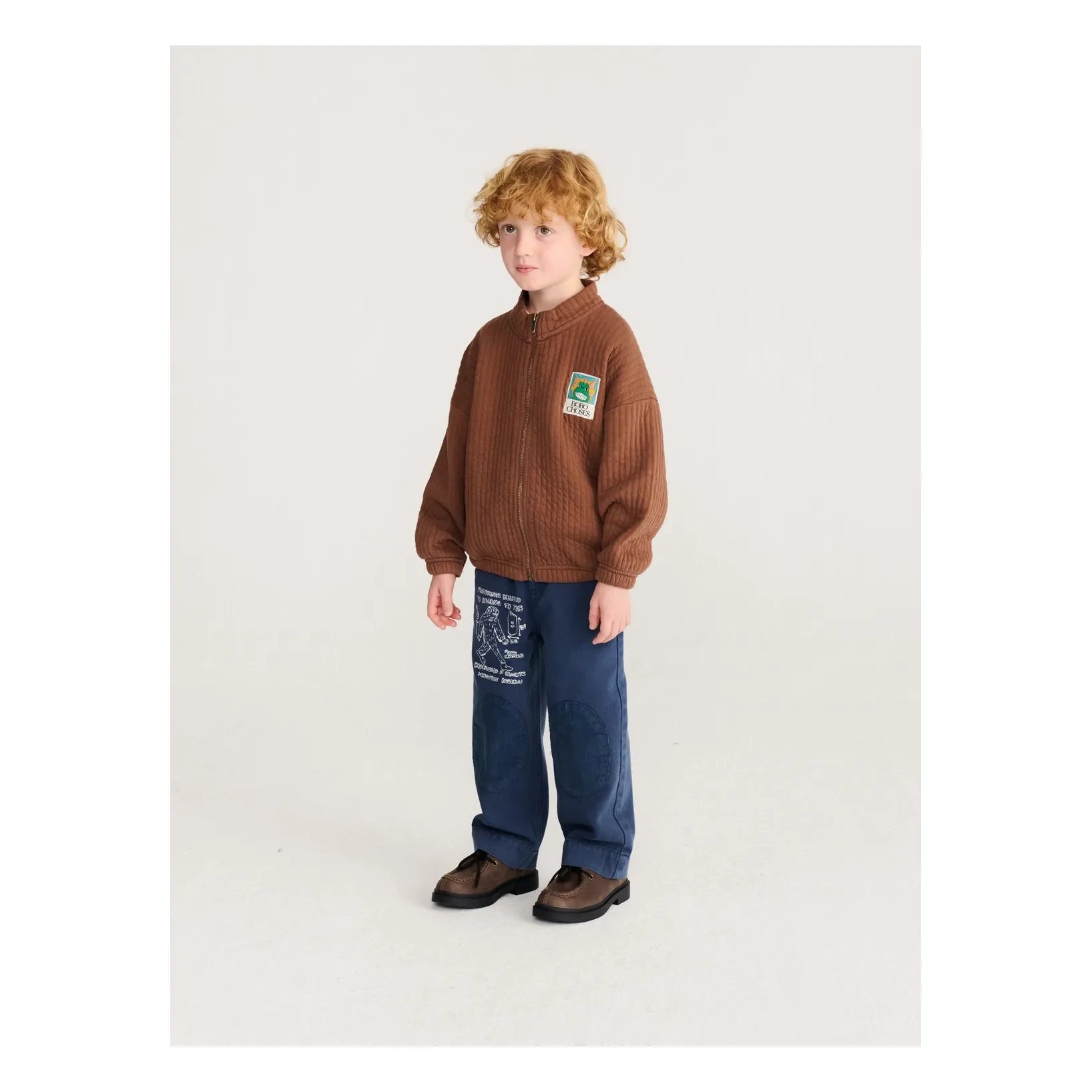 Bobo Choses - Organik pamuklu kapüşonlu fermuarlı sweatshirt | Kahverengi