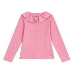 Petit Bateau - Organik pamuk fırfırlı yaka T-shirt | Pembe