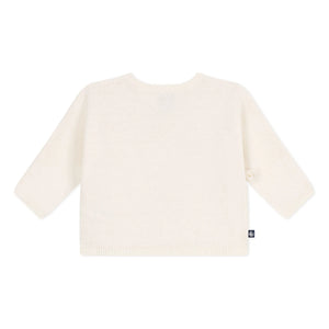 Petit Bateau - Cárdigan cruzado de punto pointelle de lana | Crudo