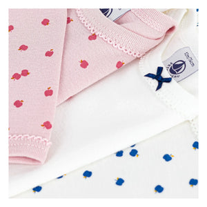 Petit Bateau - Bodies de manzana de algodón orgánico, lote 3 | Crudo