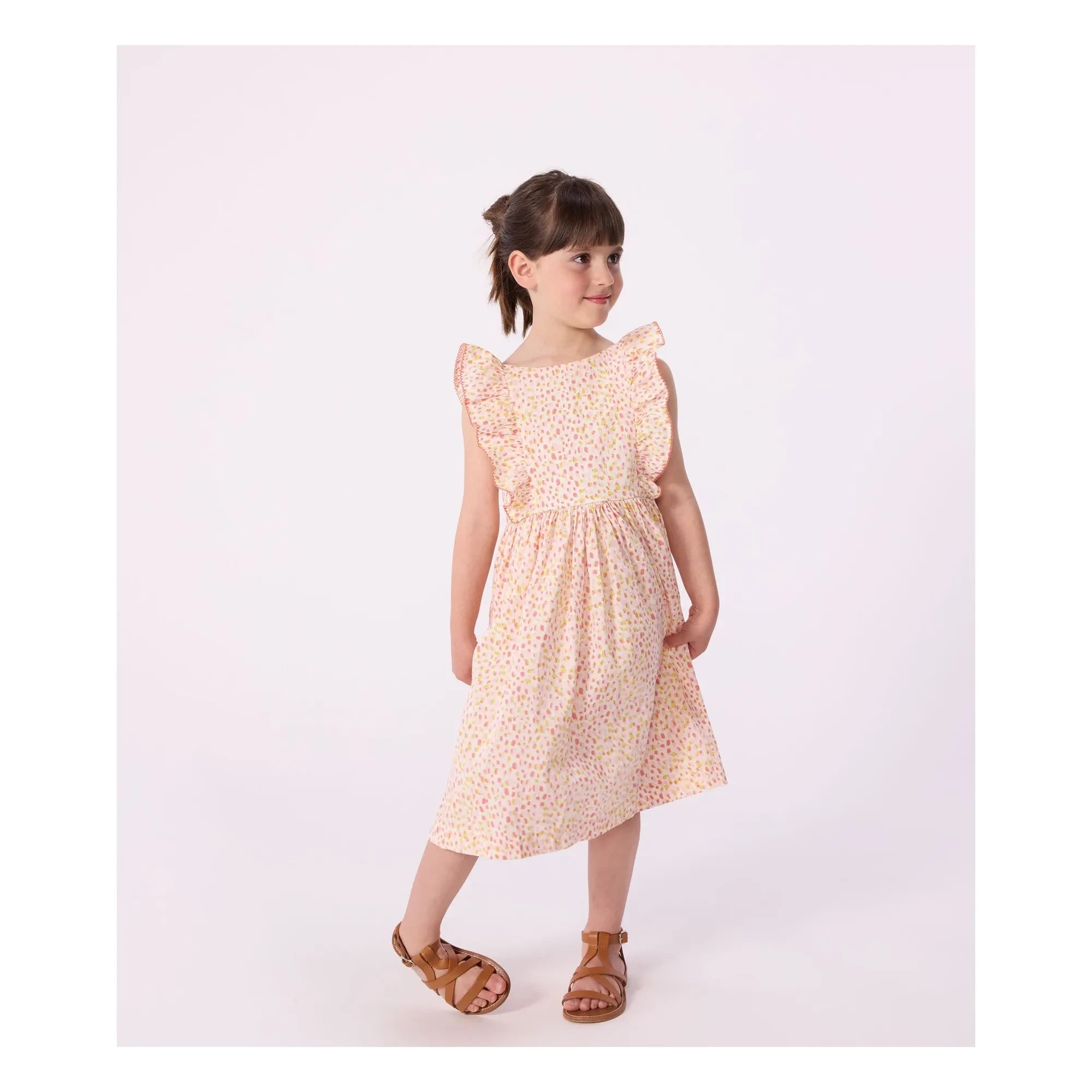 Petit Bateau - Vestido de popelín de algodón orgánico con lunares | Coral