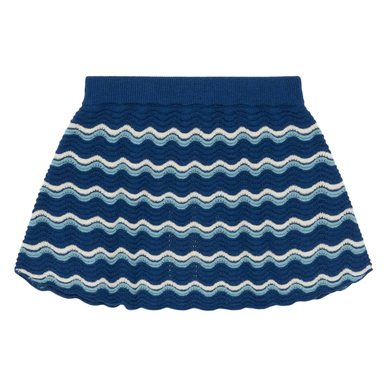 FUB - Merinos Yünü "Waves" Pointelle Etek | Mavi